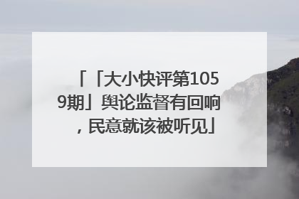 「大小快评第1059期」舆论监督有回响，民意就该被听见