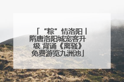 “粽”情洛阳丨隋唐洛阳城宠客升级 背诵《离骚》免费游览九洲池