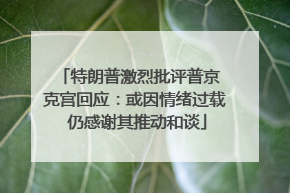特朗普激烈批评普京 克宫回应：或因情绪过载 仍感谢其推动和谈