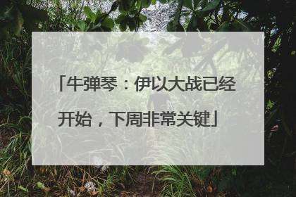 牛弹琴：伊以大战已经开始，下周非常关键