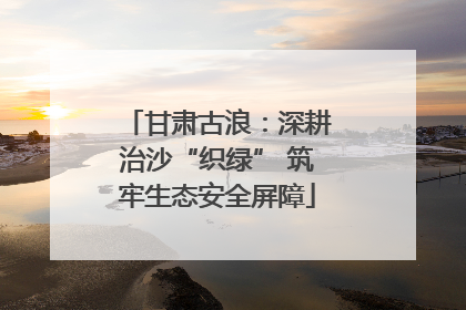 甘肃古浪：深耕治沙“织绿” 筑牢生态安全屏障