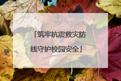 筑牢抗震救灾防线守护校园安全