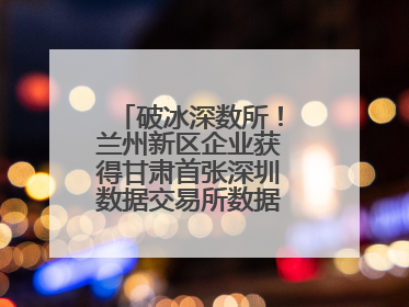 破冰深数所！兰州新区企业获得甘肃首张深圳数据交易所数据产权登记证书
