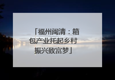 福州闽清：箱包产业托起乡村振兴致富梦