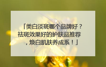 美白淡斑哪个品牌好？祛斑效果好的护肤品推荐，焕白肌肤养成系！