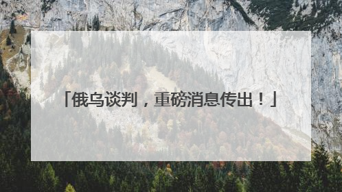 俄乌谈判，重磅消息传出！