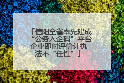 信阳全省率先建成“公务入企码”平台 企业即时评价让执法不“任性”