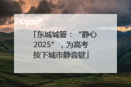 东城城管：“静心2025”，为高考按下城市静音键