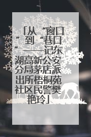 从“窗口”到“巷口”——记东湖高新公安分局茅店派出所梧桐苑社区民警樊艳玲