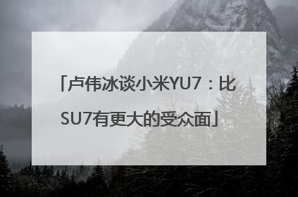 卢伟冰谈小米YU7：比SU7有更大的受众面
