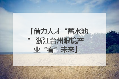 借力人才“蓄水池” 浙江台州眼镜产业“看”未来
