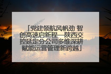 党建领航风帆劲 智创高速启新程—陕西交控延定分公司多维深耕赋能运营管理新跨越