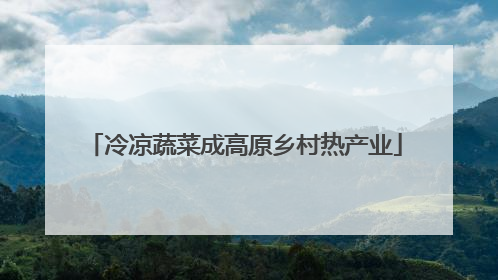 冷凉蔬菜成高原乡村热产业