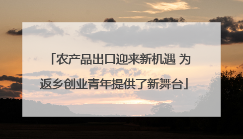 农产品出口迎来新机遇 为返乡创业青年提供了新舞台