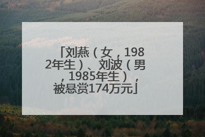 刘燕（女，1982年生）、刘波（男，1985年生），被悬赏174万元