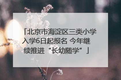 北京市海淀区三类小学入学6日起报名 今年继续推进“长幼随学”