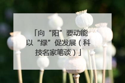 向“阳”要动能 以“绿”促发展（科技名家笔谈）