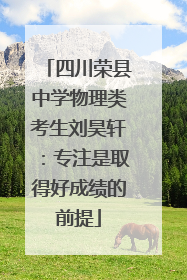 四川荣县中学物理类考生刘昊轩：专注是取得好成绩的前提