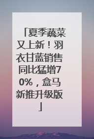 夏季蔬菜又上新！羽衣甘蓝销售同比猛增70%，盒马新推升级版