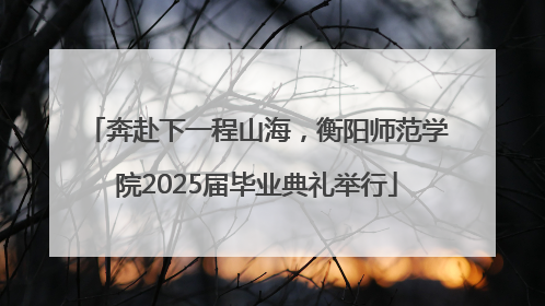 奔赴下一程山海，衡阳师范学院2025届毕业典礼举行