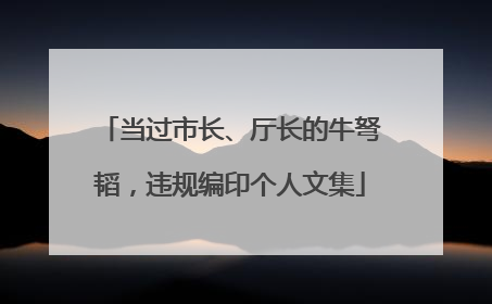 当过市长、厅长的牛弩韬，违规编印个人文集