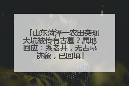 山东菏泽一农田突现大坑被传有古墓？属地回应：系老井，无古墓迹象，已回填