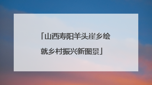 山西寿阳羊头崖乡绘就乡村振兴新图景