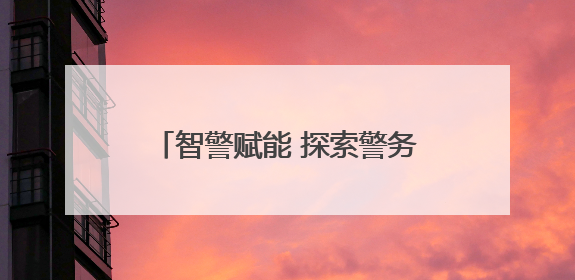 智警赋能 探索警务现代化“关键密码”