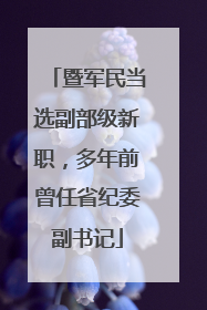 暨军民当选副部级新职，多年前曾任省纪委副书记