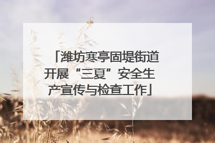 潍坊寒亭固堤街道开展“三夏”安全生产宣传与检查工作
