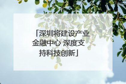 深圳将建设产业金融中心 深度支持科技创新