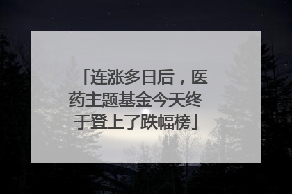连涨多日后，医药主题基金今天终于登上了跌幅榜