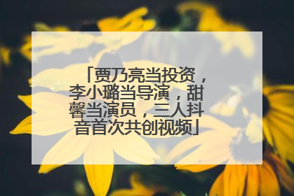 贾乃亮当投资，李小璐当导演，甜馨当演员，三人抖音首次共创视频