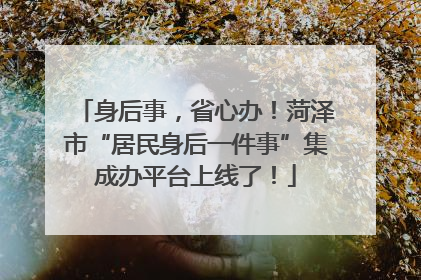 身后事，省心办！菏泽市“居民身后一件事”集成办平台上线了！