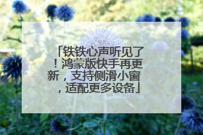 铁铁心声听见了！鸿蒙版快手再更新，支持侧滑小窗，适配更多设备