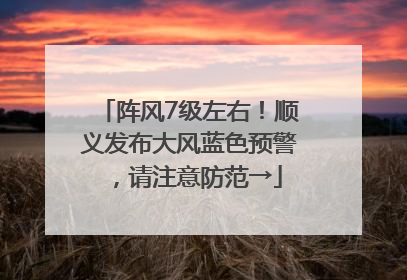 阵风7级左右！顺义发布大风蓝色预警，请注意防范→